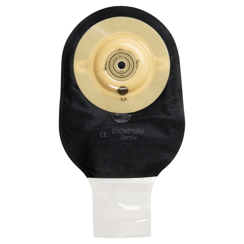 D1CMZ10XV Калоприймач Зенсів однокомпонентний відкритий, конвексна пластина,чорний,з фільтром з оглядовим вікном,з вентиляційним отвором,на липучку ОДВ 10-38мм